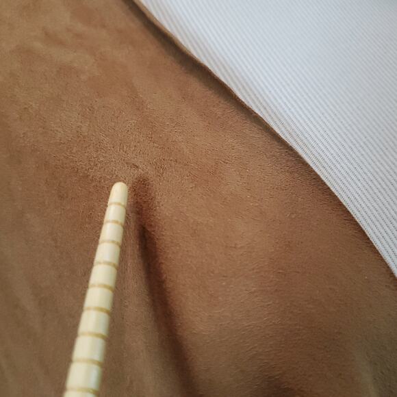 Eskandar Brown Suede Leather Tabard Vest Kimono Open Front Jacket Lagenlook O/S - Picture 5 of 16